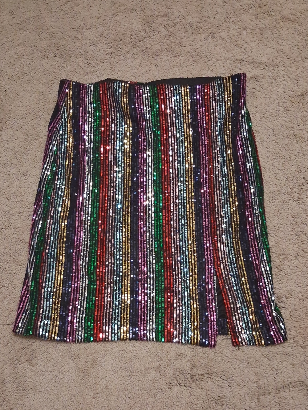 INC International Concepts Multicolor Sequin Stripe Skirt